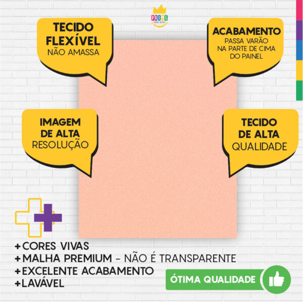 Painel de Festa Retangular 3D Salmon casadinho 1,75m x 2,20 Cor Lisa Tecido - Image 3