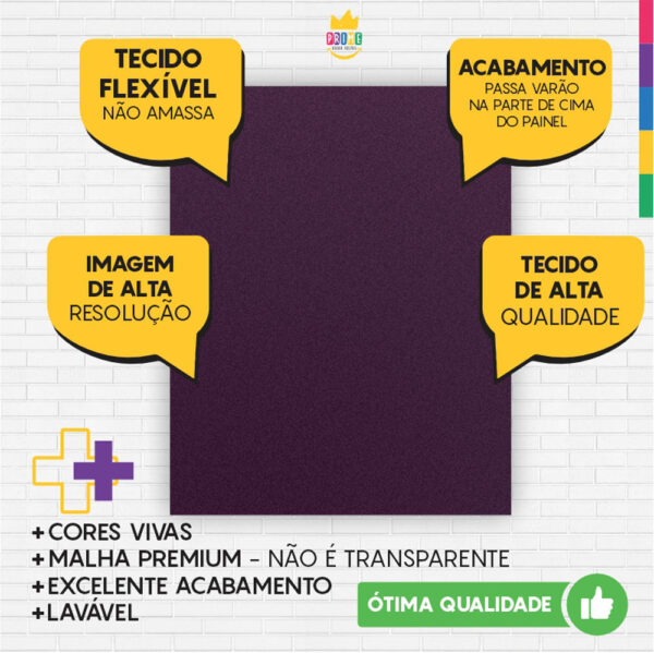 Painel de Festa Retangular 3D Roxo Uva casadinho 1,75m x 2,20 Cor Lisa Tecido - Image 3