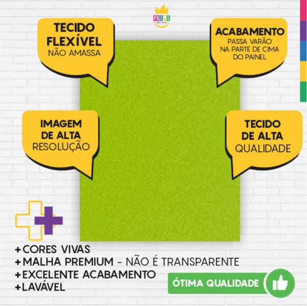 Painel de Festa Retangular 3D Verde Abacate casadinho 1,75m x 2,20 Cor Lisa Tecid - Image 3