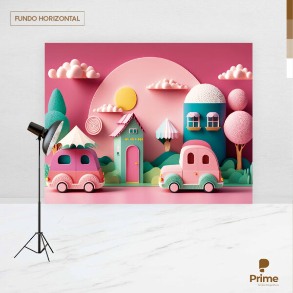 Fundo Fotográfico Cenário Cidade 3D Rosa 2,20m x1,50m F802 - Image 4