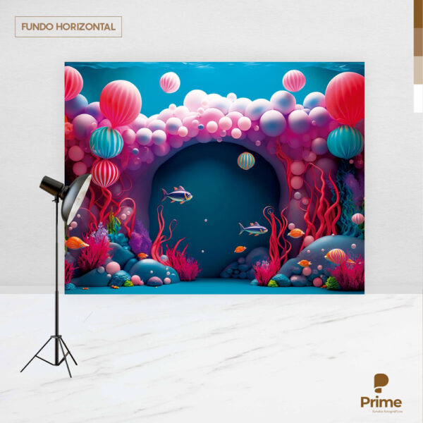 Fundo Fotográfico Cenário Fundo do Mar Balões 2,20m x1,50m F565 - Image 4