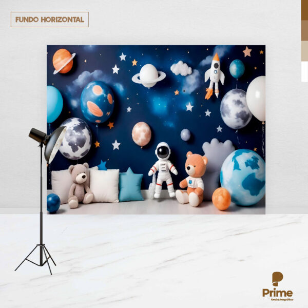 Fundo Fotográfico Cenário Astronauta Espaço em Tecido 2,20m x1,50m F575 - Image 4