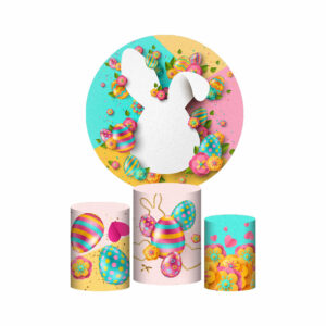 Trio Capa Cilindro + Painel Redondo 3D Páscoa 1,50m Veste Fácil