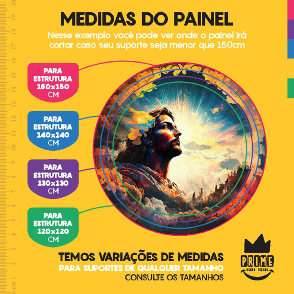 Painel Redondo 3D Páscoa Religiosa Tecido Sublimado 1,50m x 1,50m - Image 4