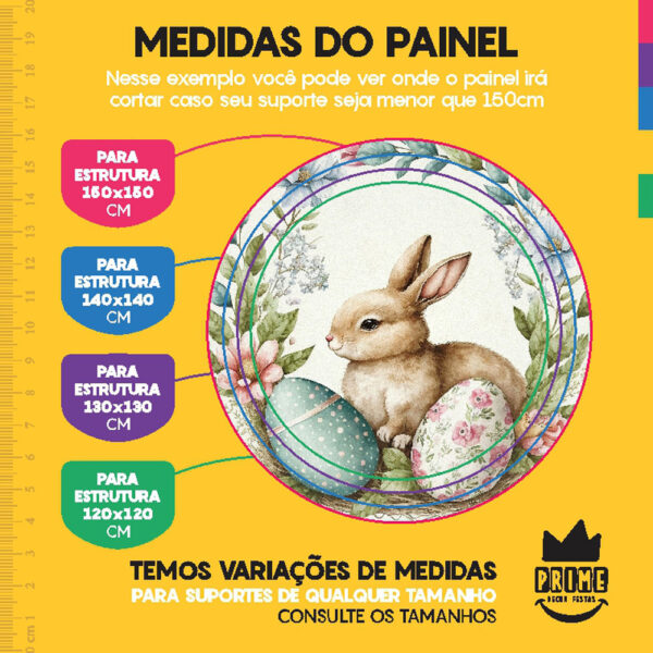 Painel Redondo 3D Páscoa Tecido Sublimado 1,50m x 1,50m - Image 4