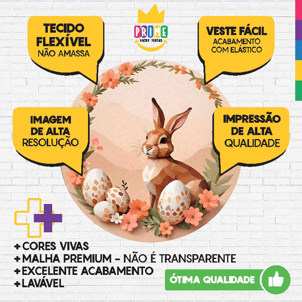 Painel Redondo 3D Páscoa Tecido Sublimado 1,50m x 1,50m - Imagem 4