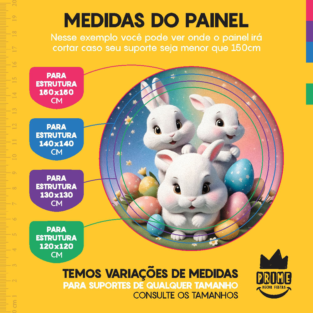 Painel Redondo 3D Páscoa Tecido Sublimado 1,50m x 1,50m - Imagem 4