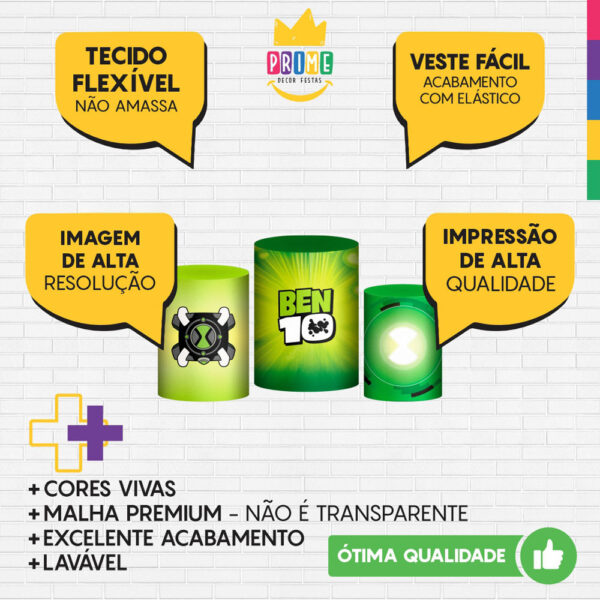 Trio Capa Cilindro Ben 10 3d Em Tecido Com Elástico OUTLET - Image 3
