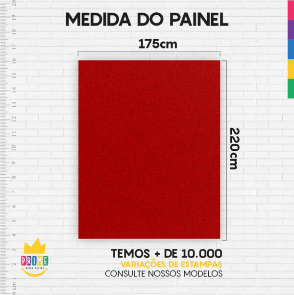 Painel de Festa Retangular 3D Vermelho casadinho 1,75m x 2,20 Cor Lisa Tecido - Image 4