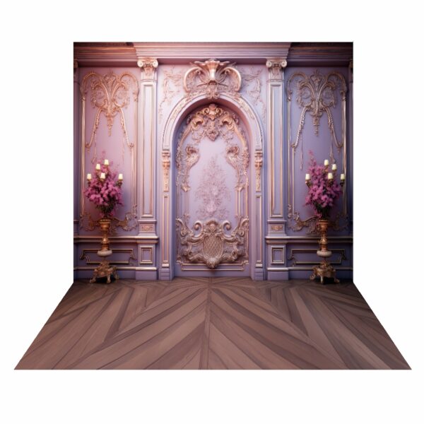 Fundo Fotográfico Cenário Boiserie Rosa Floral  2,2m x 1,5m F957