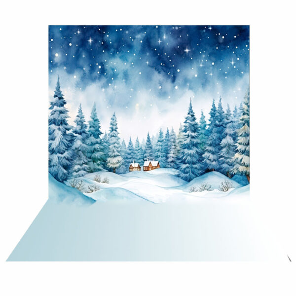 Fundo Fotográfico Cenário Floresta Neve Pintura em Tecido 2,20m x1,50m F582