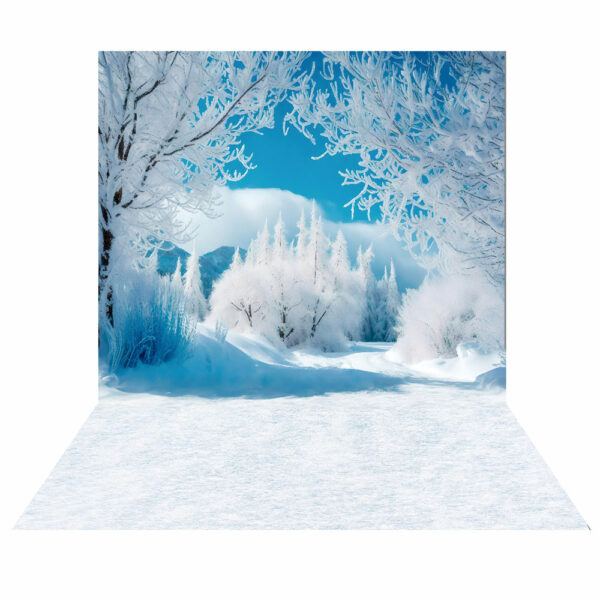 Fundo Fotográfico Cenário Floresta Neve Pintura em Tecido 2,20m x1,50m F583
