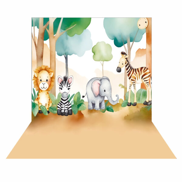Fundo Fotográfico Cenário Safari Aquarela em Tecido 2,20m x1,50m F612
