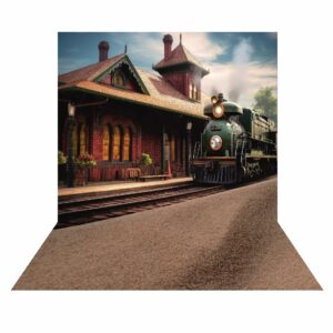 Fundo Fotográfico Cenário Estação de Trem Tecido 2,20m x 1,50m F569