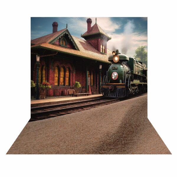 Fundo Fotográfico Cenário Estação de Trem Tecido 2,20m x 1,50m F569
