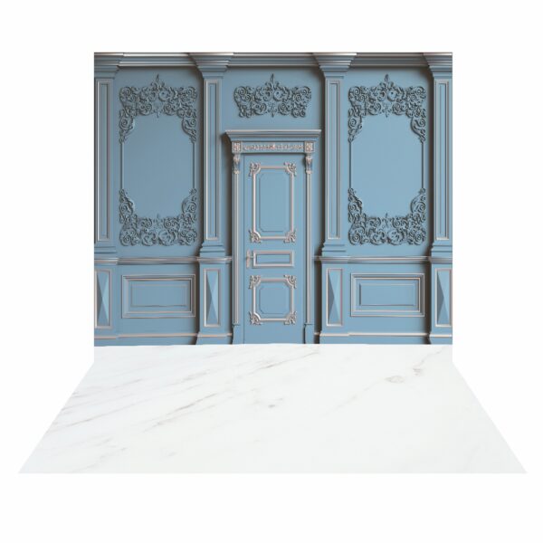 Fundo Fotográfico Cenário Boiserie Azul 2,2m x 1,5m F953