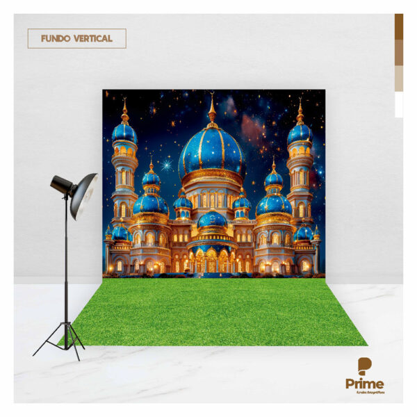 Fundo Fotográfico Cenário Castelo Azul Princesa em Tecido 2,20m x1,50m F836 - Image 2