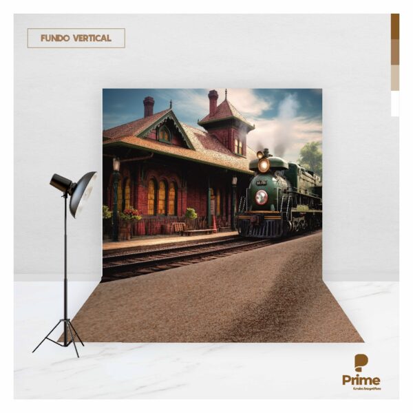 Fundo Fotográfico Cenário Estação de Trem Tecido 2,20m x 1,50m F569 - Image 2