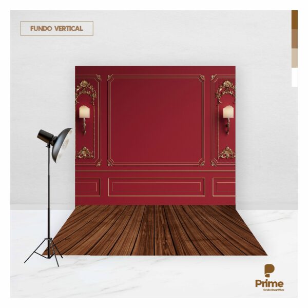 Fundo Fotográfico Cenário Boiserie Vermelho 2,2m x 1,5m F945 - Image 3