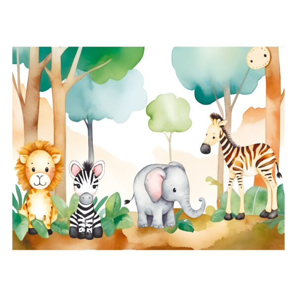 Fundo Fotográfico Cenário Safari Aquarela em Tecido 2,20m x1,50m F612 - Image 3