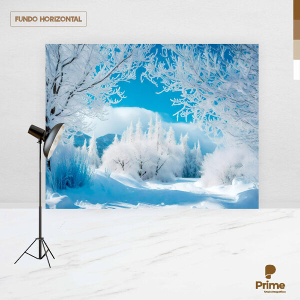 Fundo Fotográfico Cenário Floresta Neve Pintura em Tecido 2,20m x1,50m F583 - Image 4