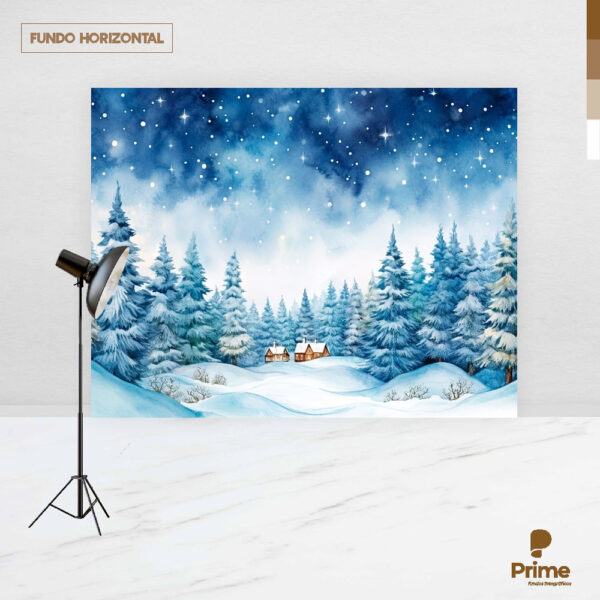 Fundo Fotográfico Cenário Floresta Neve Pintura em Tecido 2,20m x1,50m F582 - Image 4