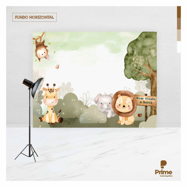 Fundo Fotográfico Cenário Safari Aquarela em Tecido 2,20m x1,50m F597 - Image 4