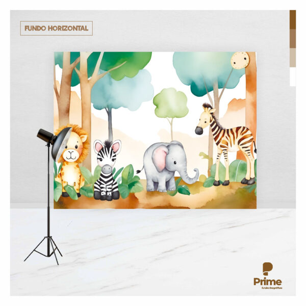 Fundo Fotográfico Cenário Safari Aquarela em Tecido 2,20m x1,50m F612 - Image 4