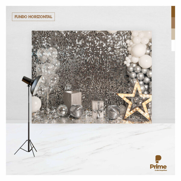 Fundo Fotográfico Cenário Balões Prata Aniversario em Tecido 2,20m x1,50m F912 - Image 4