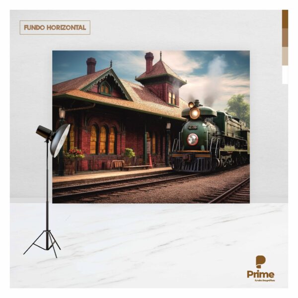 Fundo Fotográfico Cenário Estação de Trem Tecido 2,20m x 1,50m F569 - Image 4