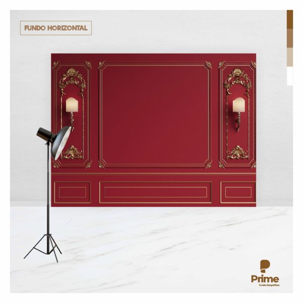 Fundo Fotográfico Cenário Boiserie Vermelho 2,2m x 1,5m F945 - Image 5