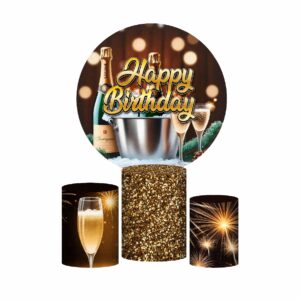 Trio Capa Cilindro + Painel Redondo Happy Birthday1,50m Veste Fácil HB01