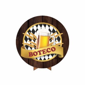Painel Redondo 3D Boteco Tecido 50cm X 50cm Com Suporte MDF