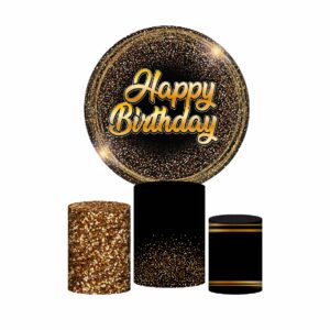 Trio Capa Cilindro + Painel Redondo Happy Birthday1,50m Veste Fácil HB03