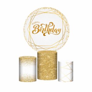 Trio Capa Cilindro + Painel Redondo Happy Birthday1,50m Veste Fácil HB04