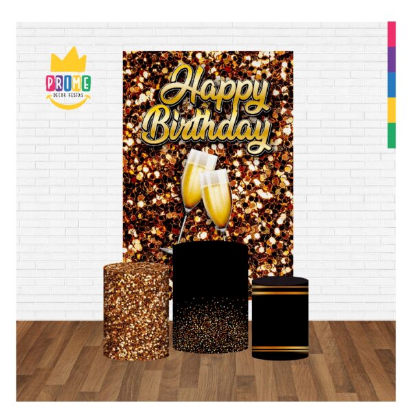 Kit Casado Happy Birthday Trio Capa Cilindro Retangular Tecido HB03 - Image 2
