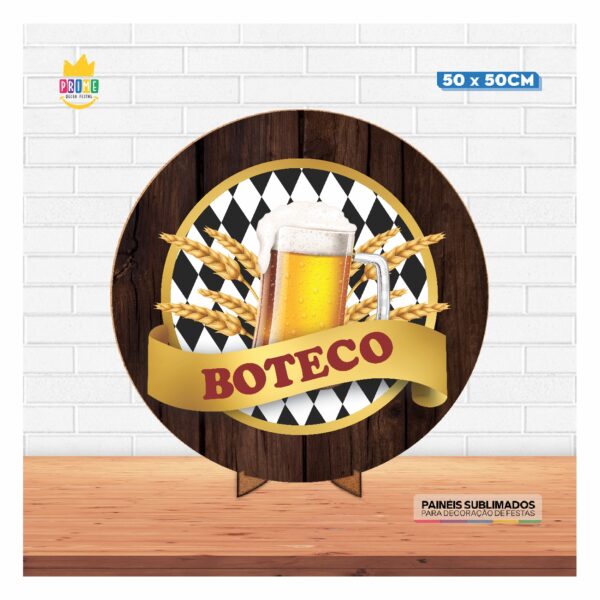 Painel Redondo 3D Boteco Tecido 50cm X 50cm Com Suporte MDF - Image 3