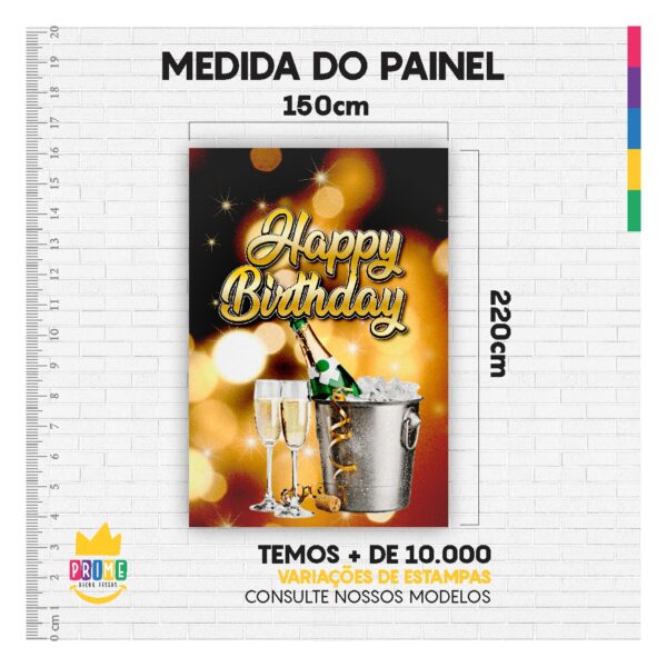 Painel Festa Happy Birthday 3D Lateral para Casadinho 1,50m x 2,20m HB01 - Image 3