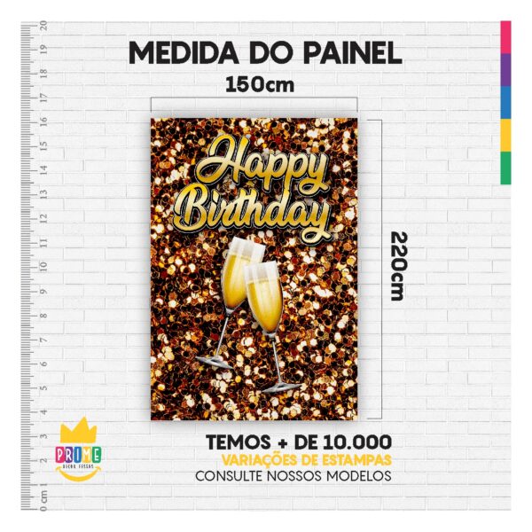Painel Festa Happy Birthday 3D Lateral para Casadinho 1,50m x 2,20m HB03 - Image 3