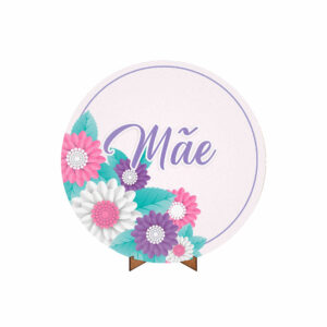 Painel Redondo Dia das Mães Tecido 50cm X 50cm Com Suporte MDF DM-11