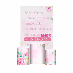 Kit Casado Dia das Mães Trio Capa Cilindro Retangular Tecido DM07