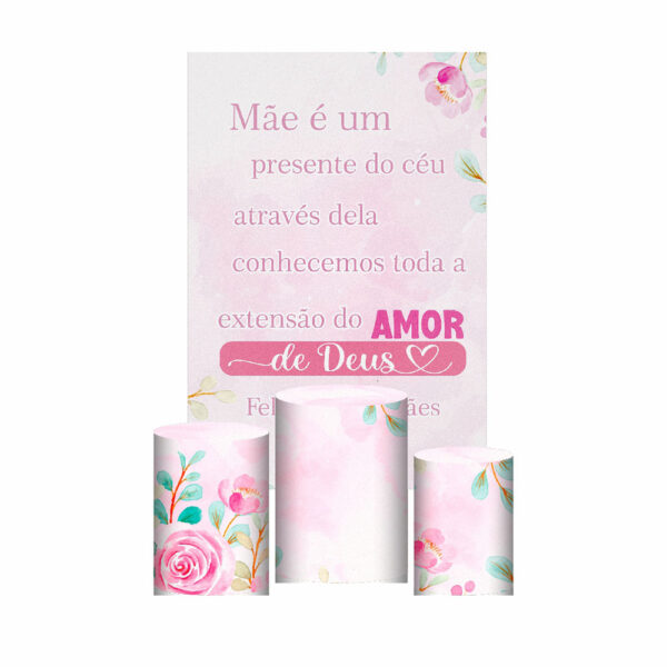 Kit Casado Dia das Mães Trio Capa Cilindro Retangular Tecido DM07