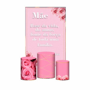 Kit Casado Dia das Mães Trio Capa Cilindro Retangular Tecido DM09