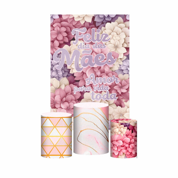 Kit Casado Dia das Mães Trio Capa Cilindro Retangular Tecido DM13