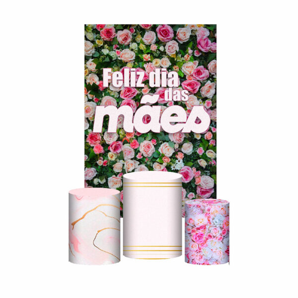 Kit Casado Dia das Mães Trio Capa Cilindro Retangular Tecido DM14