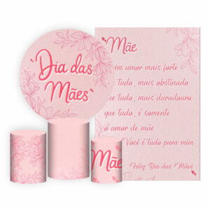 Kit Casado Dia das Mães Painel Redondo Trio  Cilindro Retangular Vertical Em Tecido DM-12