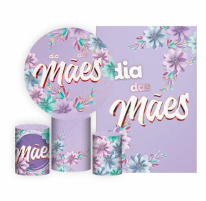 Kit Casado Dia das Mães Painel Redondo Trio  Cilindro Retangular Vertical Em Tecido DM-8