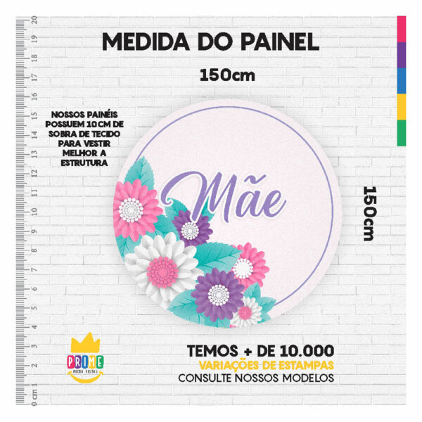 Kit Casado Dia das Mães Painel Redondo Trio  Cilindro Retangular Vertical Em Tecido DM-11 - Image 3