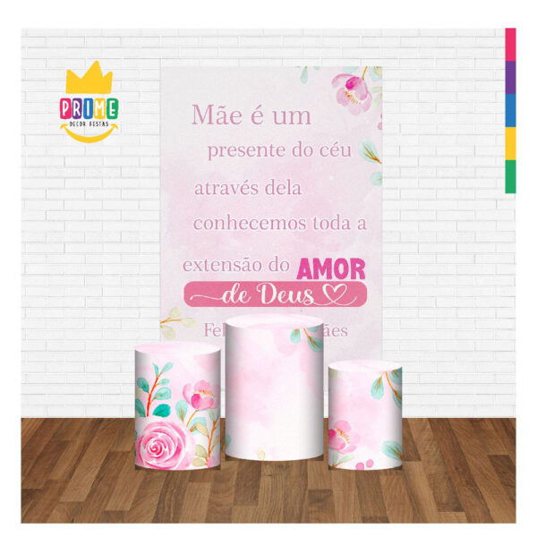 Kit Casado Dia das Mães Trio Capa Cilindro Retangular Tecido DM07 - Image 2