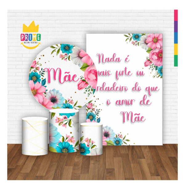 Kit Casado Dia das Mães Painel Redondo Trio  Cilindro Retangular Vertical Em Tecido DM-10 - Image 2